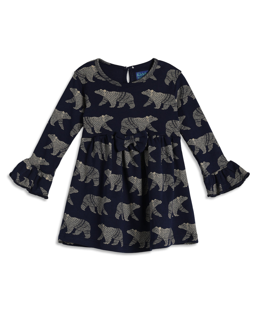 Girls Full Sleeve  Frock - Peacock Sprouts