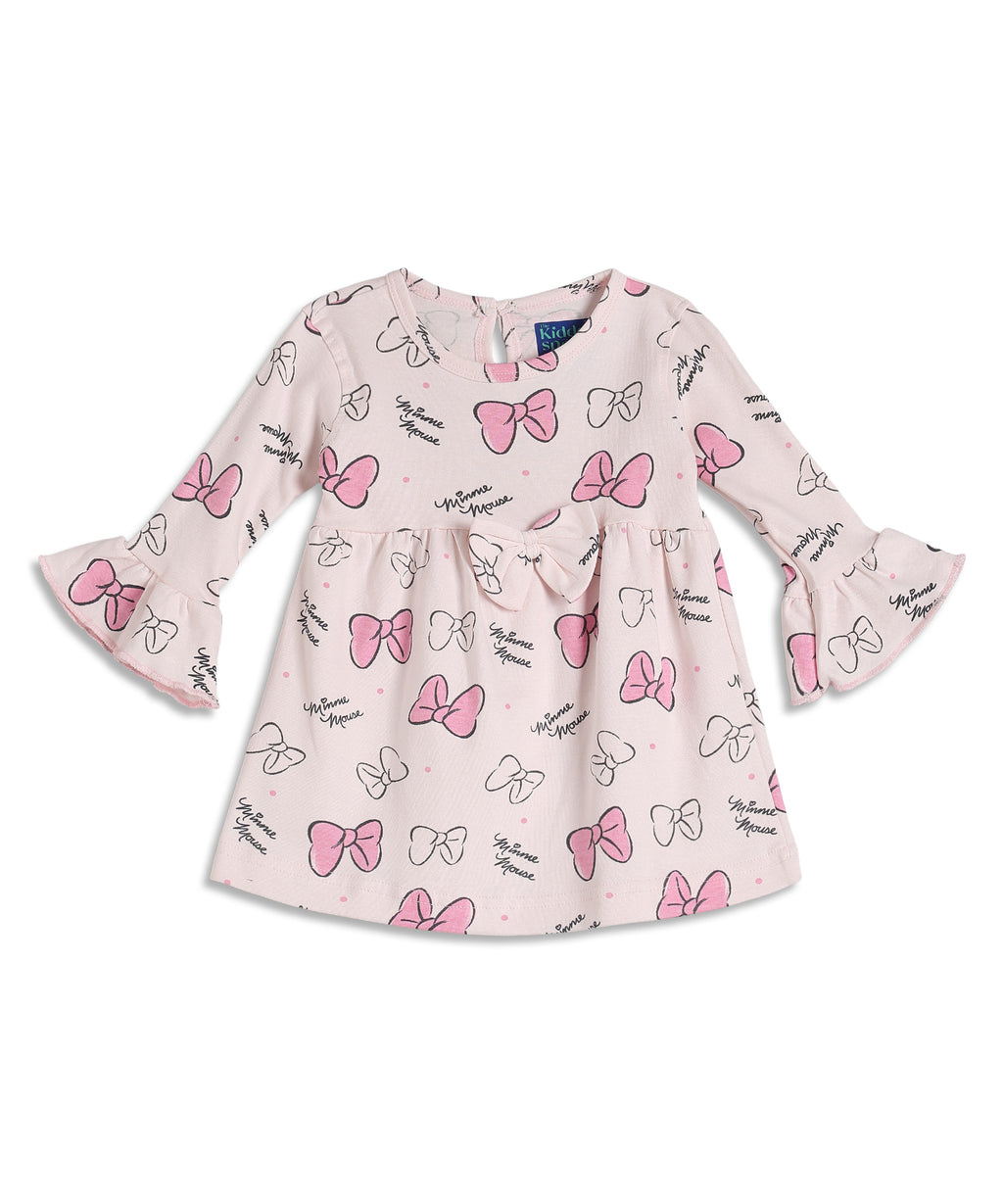 Girls Full Sleeve  Frock - Pink Petal