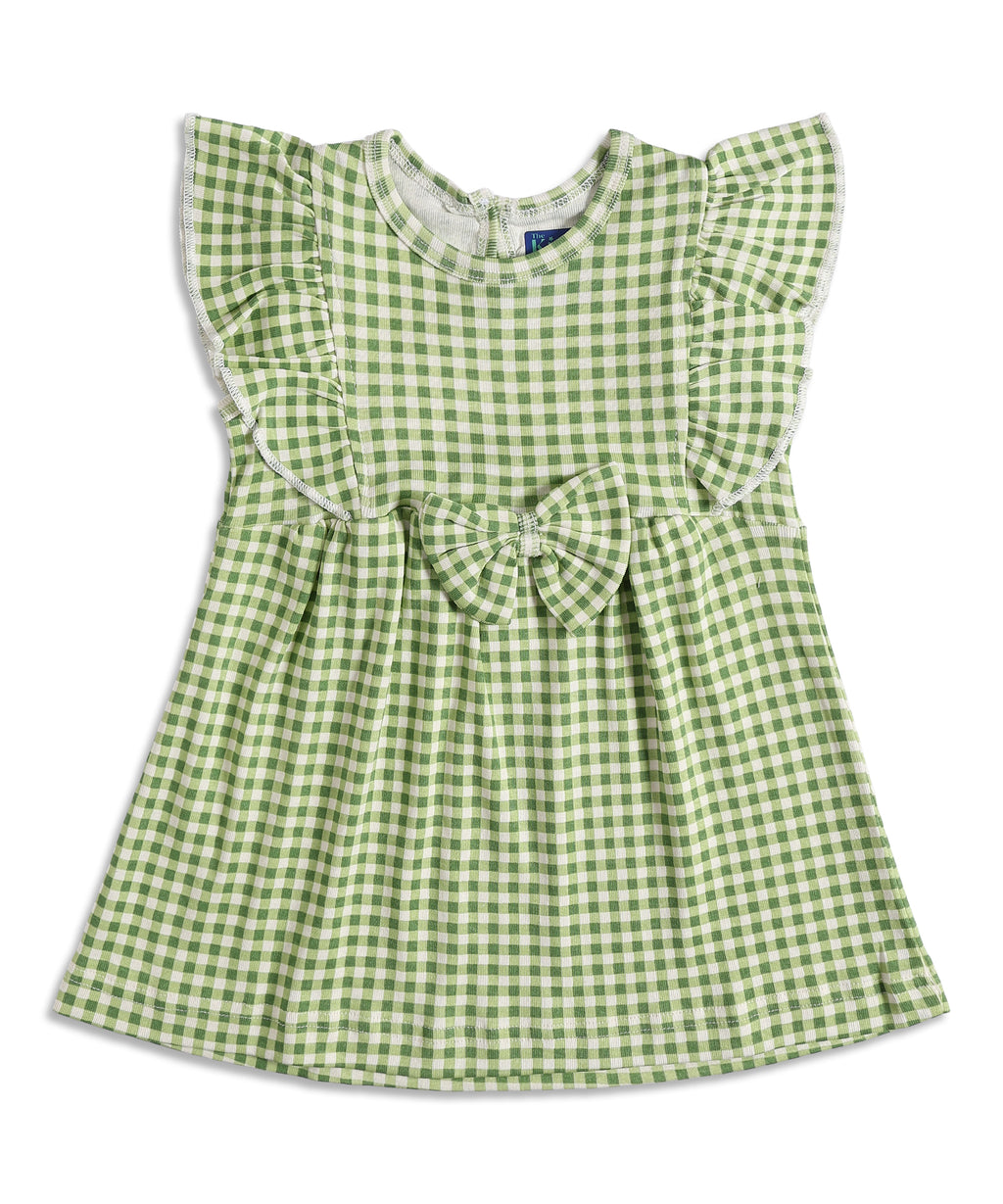Girls Ruffle Frock - Mint Plaid