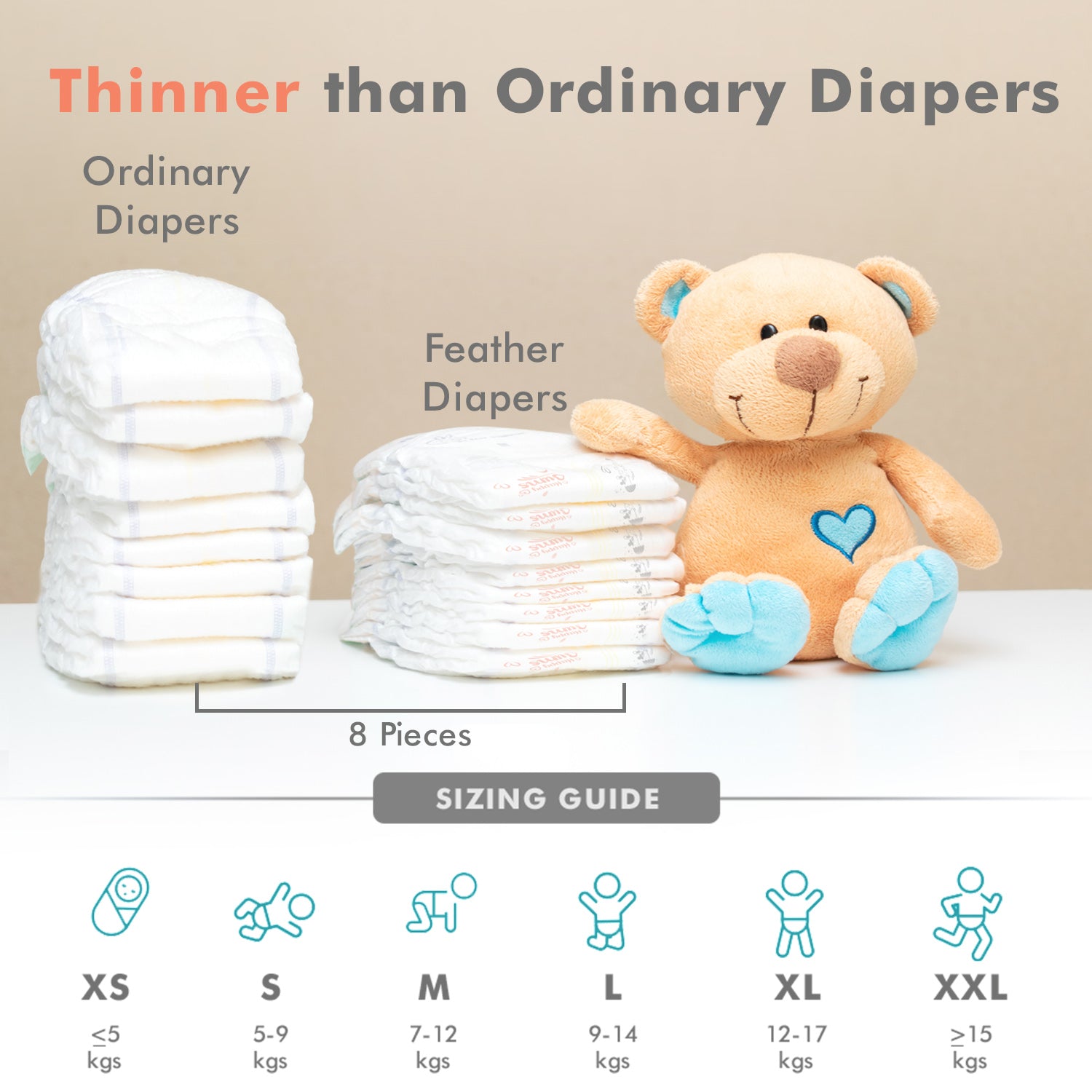 R for Rabbit Feather Diaper Pants Size XS|NB for Newborn baby of 0-5 kg (Pack of 22)