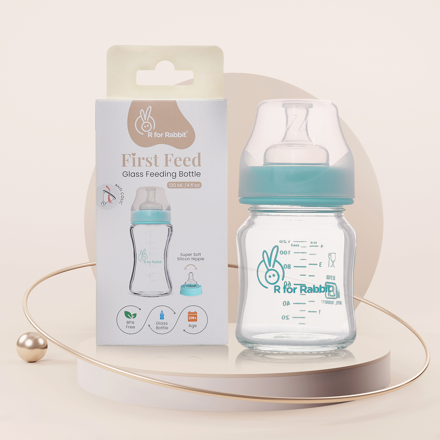 R for Rabbit First Feed Glass Bottle -240ml