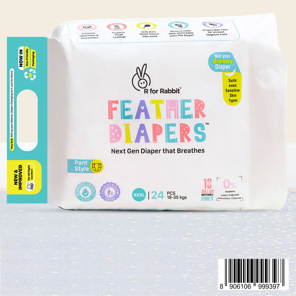 R for Rabbit Feather Diaper Taped Style Pants Size XXXL