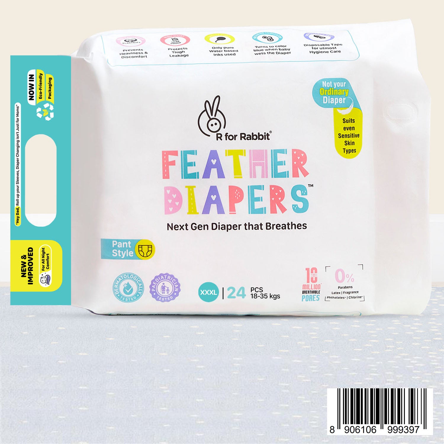 R for Rabbit Feather Diaper Taped Style Pants Size XXXL
